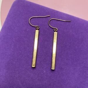 💛 Classic Gold Plated Rectangular Bar Drop Earrings